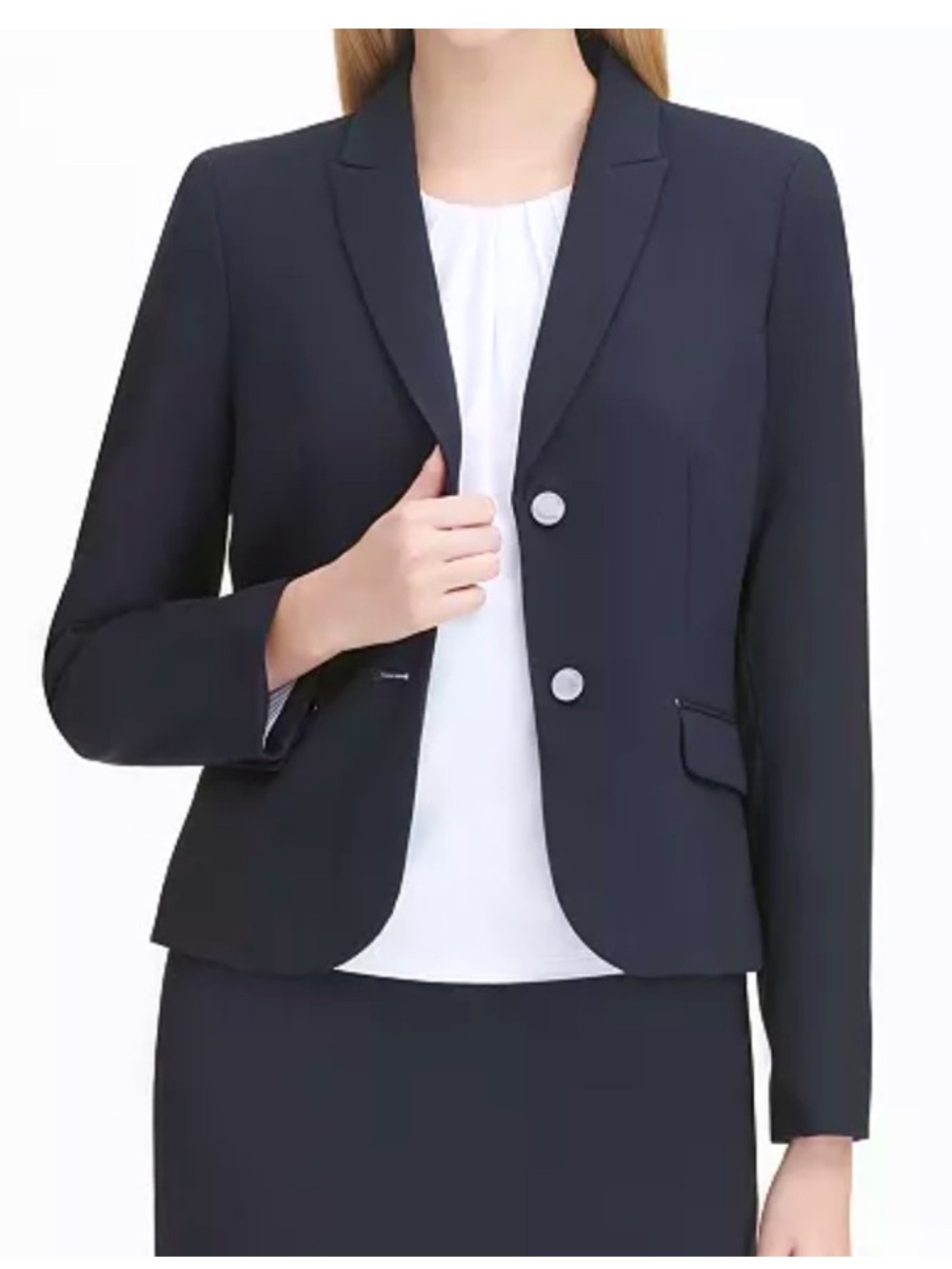 Calvin Klein Women's Dark Navy Suit, Blazer size 8P, Skirt size 10P Fully Lined